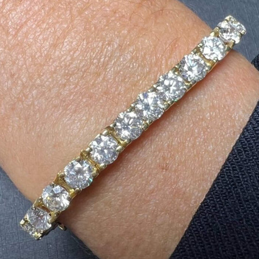 Post-1980s 18KT Yellow Gold Diamond Bracelet on wrist