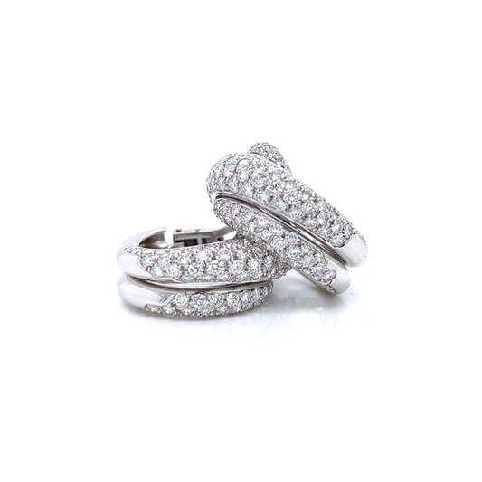 Post-1980s 18KT White Gold Diamond Hoop Earrings front