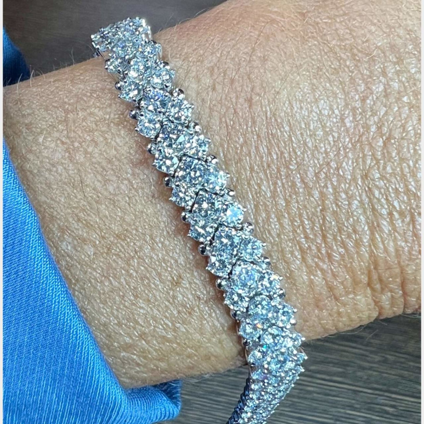 Post-1980s 18KT White Gold Diamond Bracelet on wrist