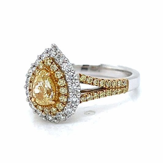 Post-1980s 18KT White Gold Yellow & White Diamond Ring side