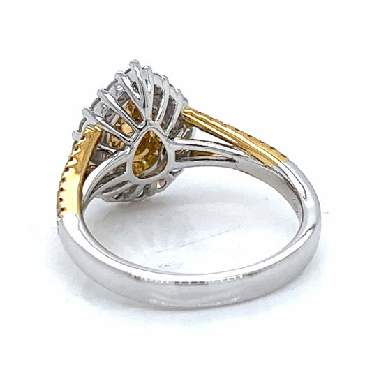 Post-1980s 18KT White Gold Yellow & White Diamond Ring back