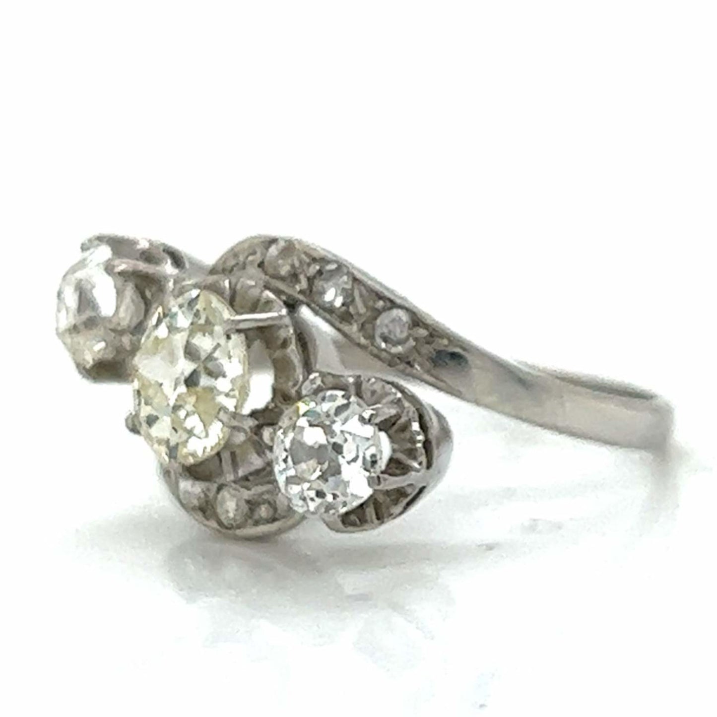 Art Deco Platinum Diamond Ring side