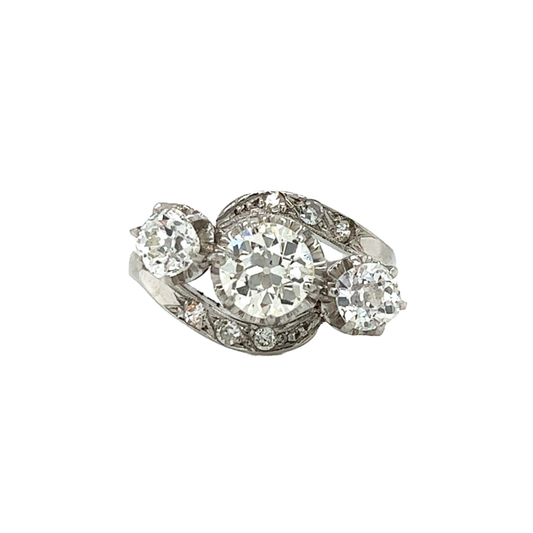 Art Deco Platinum Diamond Ring front