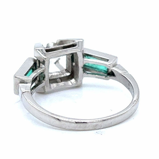 Art Deco Platinum Emerald & Diamond Ring back