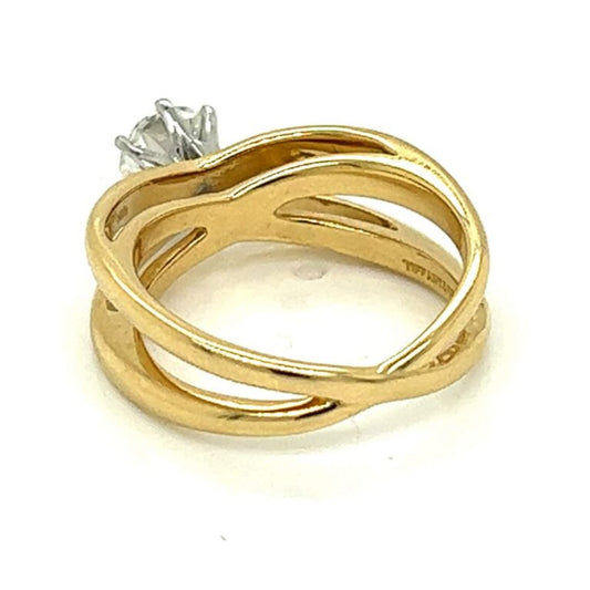 Tiffany & Co. 1980s 18KT Yellow Gold Diamond Ring back