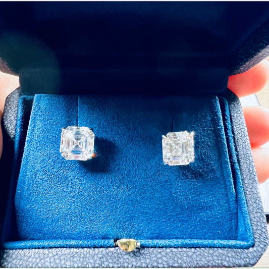 Post-1980s 14KT White Gold Diamond Earrings in box