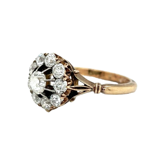 Victorian 18KT Yellow Gold Diamond Ring side