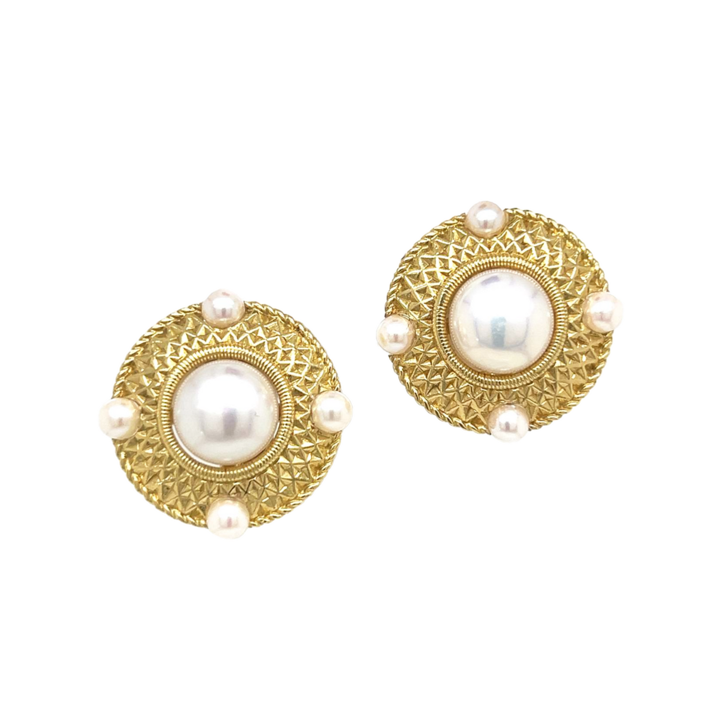 Cassandra Goad Post-1980s 18KT Yellow Gold Cultured Pearl Earrings front