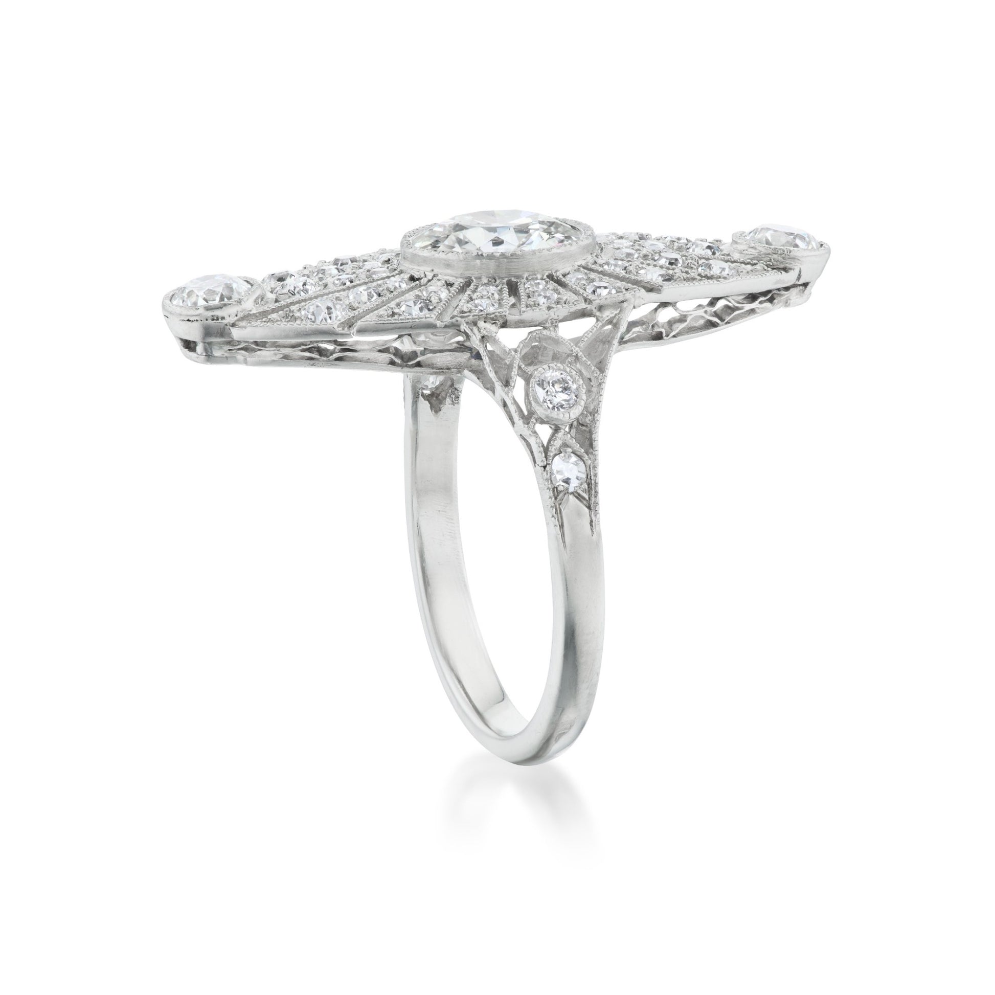 Art Deco Platinum Diamond Ring side