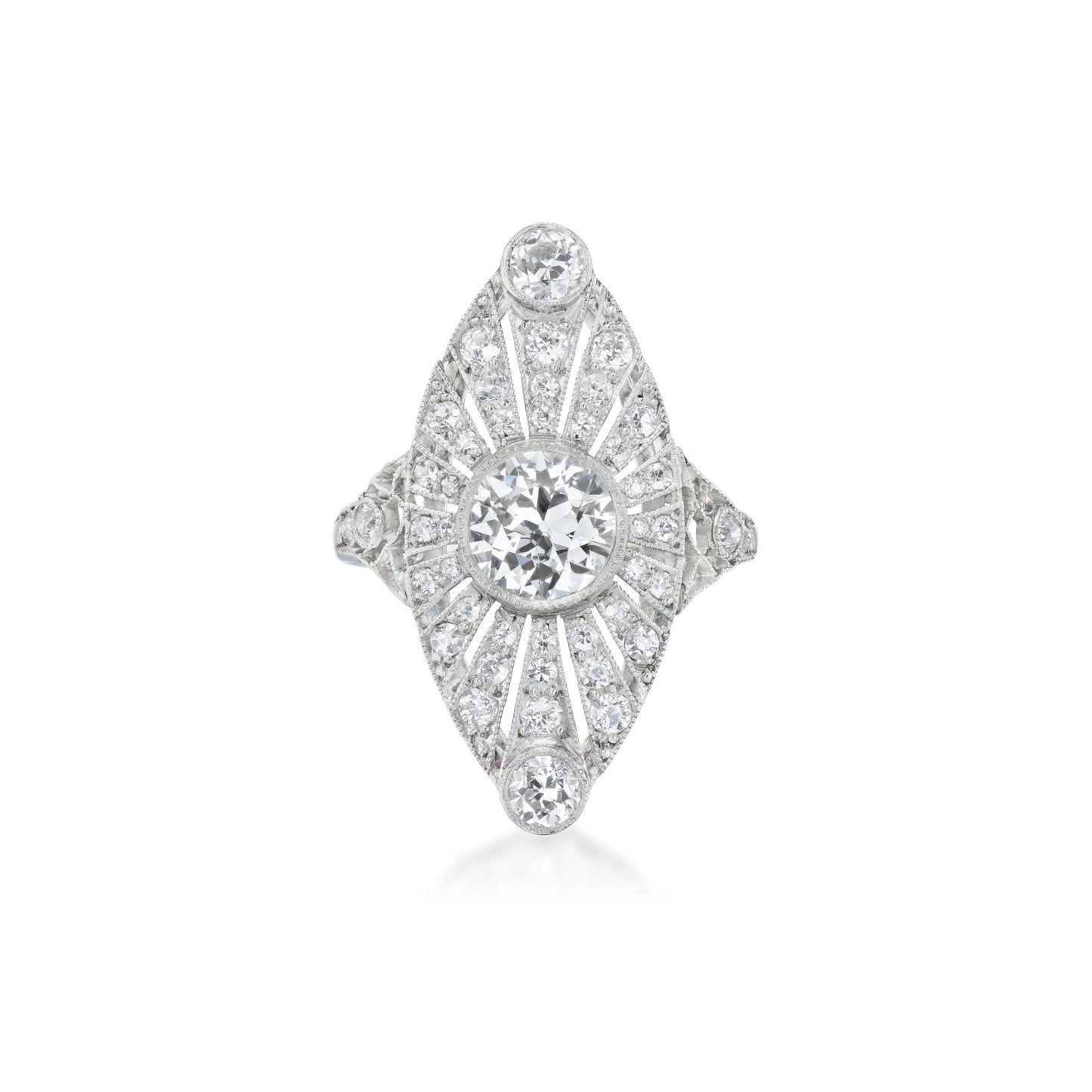 Art Deco Platinum Diamond Ring front