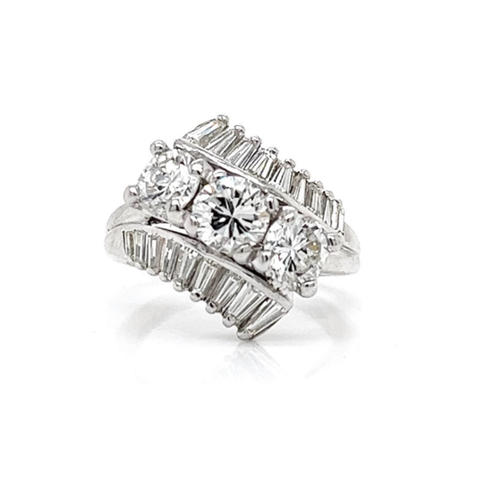 1950s 14KT White Gold Diamond Ring front