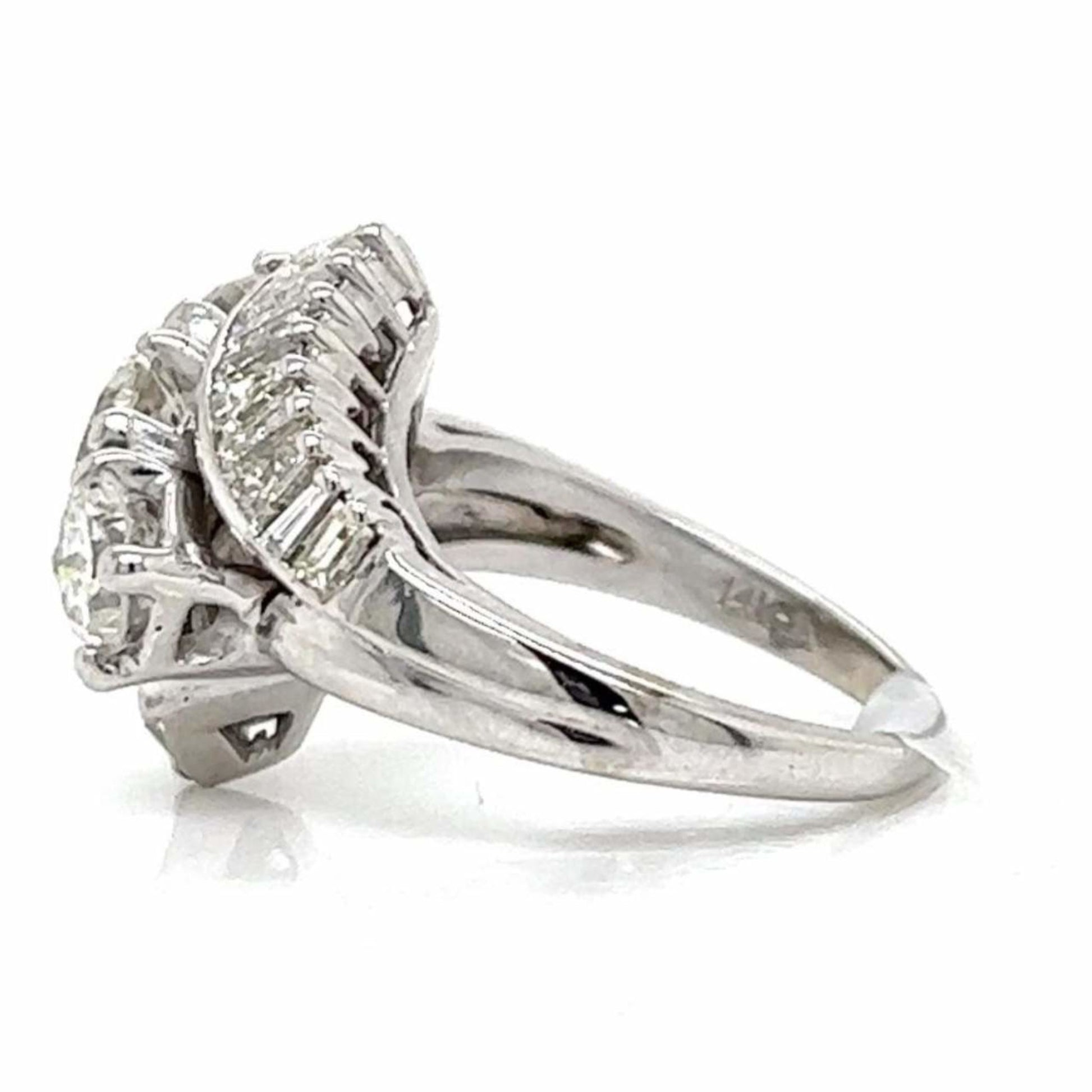 1950s 14KT White Gold Diamond Ring side