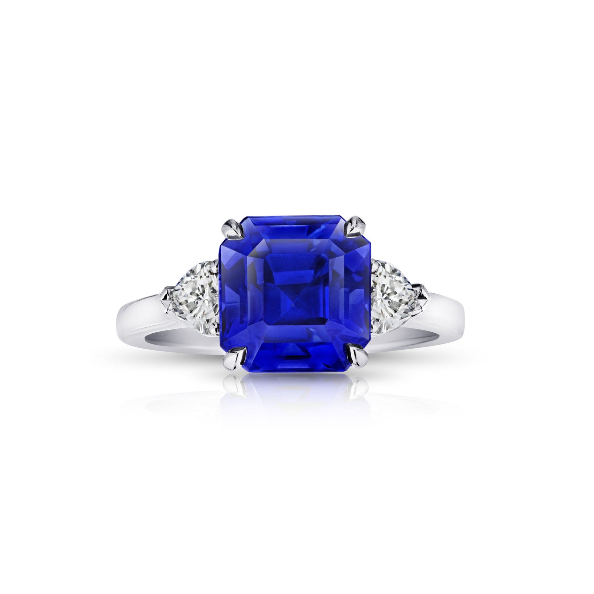 Contemporary Platinum Sapphire & Diamond Ring front