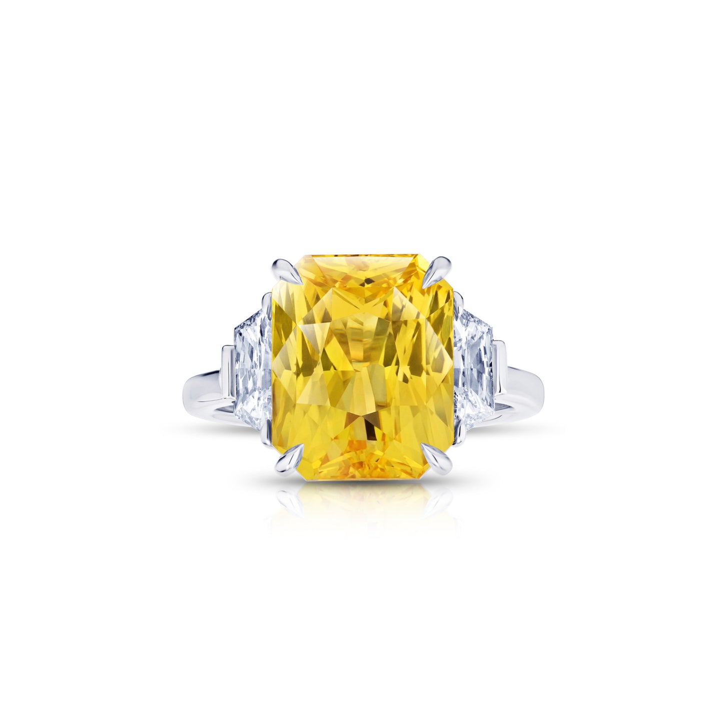 Contemporary Platinum Sapphire & Diamond Ring front