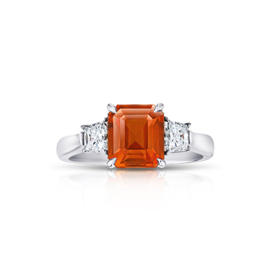 Contemporary Platinum Sapphire & Diamond Ring front