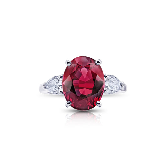 Contemporary Platinum & 18KT Yellow Gold Spinel & Diamond Ring front