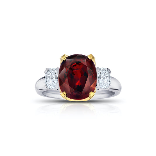 Contemporary Platinum & 18KT Yellow Gold Spinel & Diamond Ring front