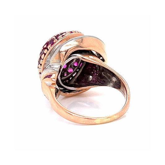 Retro 14KT Rose Gold & Platinum Ruby & Diamond Ring back