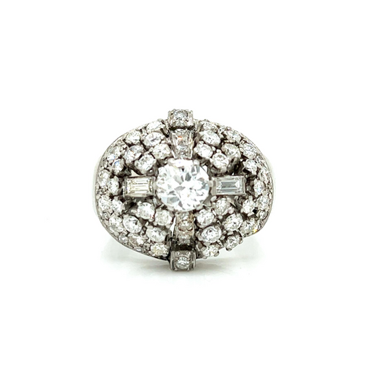 1950s Platinum Diamond Ring front