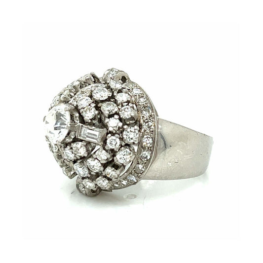 1950s Platinum Diamond Ring side