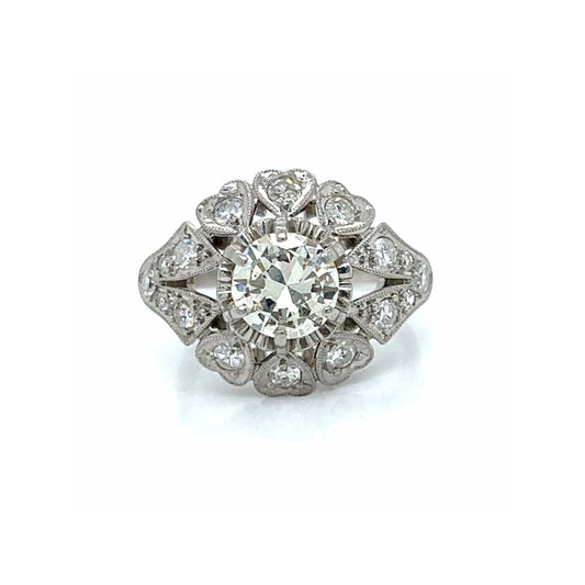 Art Deco Platinum Diamond Ring front