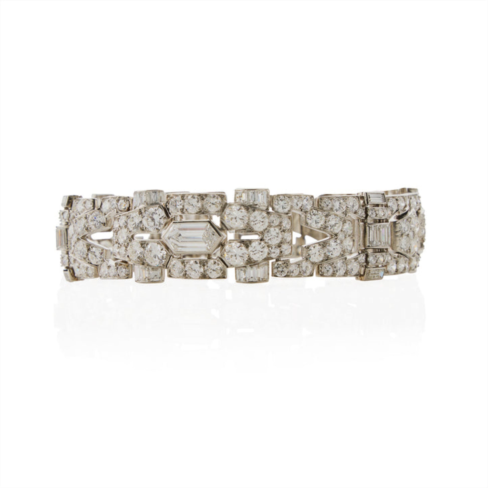 Art Deco Platinum Diamond Bracelet front