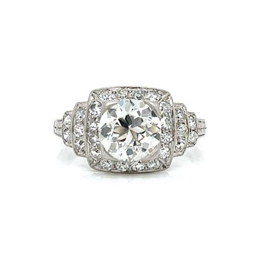 Art Deco Platinum Diamond Ring front