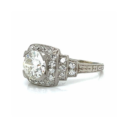 Art Deco Platinum Diamond Ring side