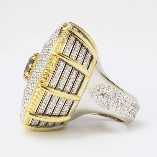 1980s 18KT White & Yellow Gold White & Yellow Diamond Ring side