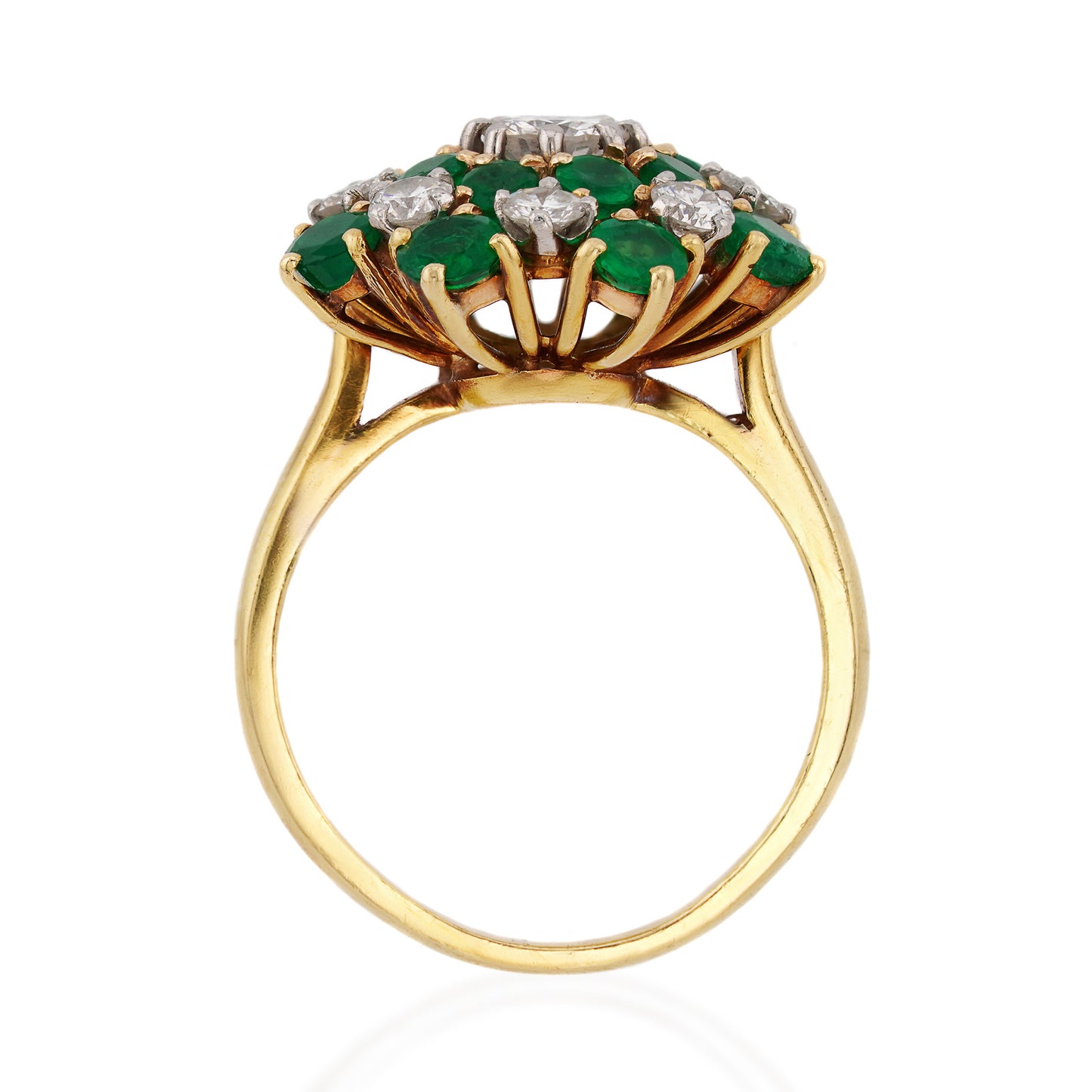 Van Cleef & Arpels 1970s 18KT Yellow Gold Emerald & Diamond Ring profile