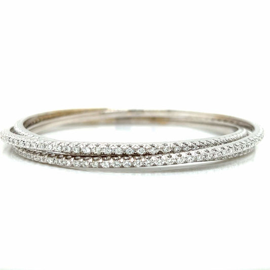 Post-1980s 18KT White Gold Diamond Bangle Bracelet front