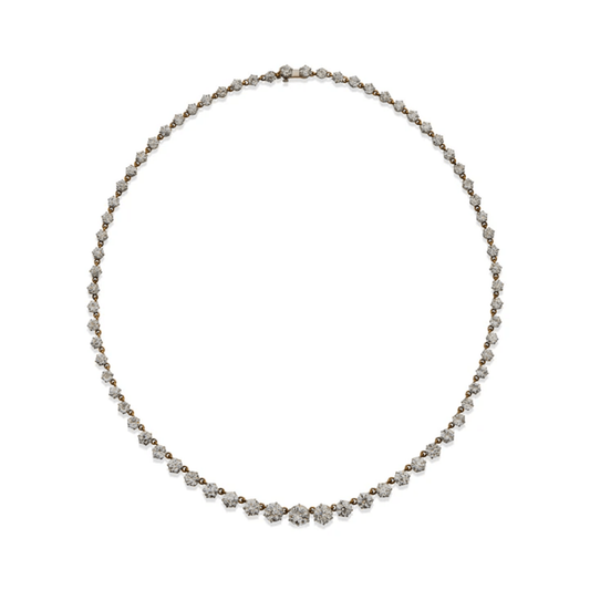 Thomas Kirkpatrick NY Edwardian Platinum & 18KT Yellow Gold Diamond Rivière Necklace front