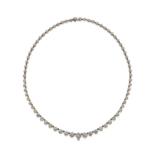 Thomas Kirkpatrick NY Edwardian Platinum & 18KT Yellow Gold Diamond Rivière Necklace front