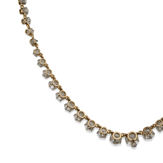 Thomas Kirkpatrick NY Edwardian Platinum & 18KT Yellow Gold Diamond Rivière Necklace close-up details