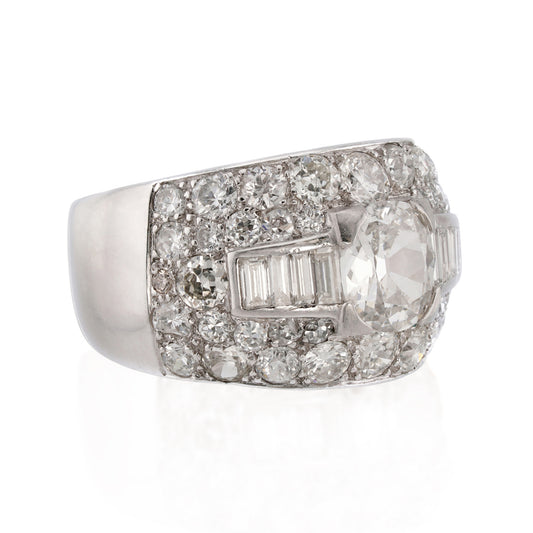 Bulgari 1950s Platinum Diamond Ring side