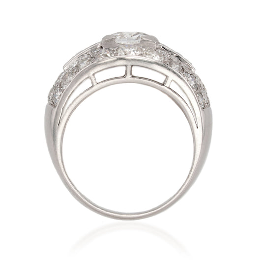 Bulgari 1950s Platinum Diamond Ring profile