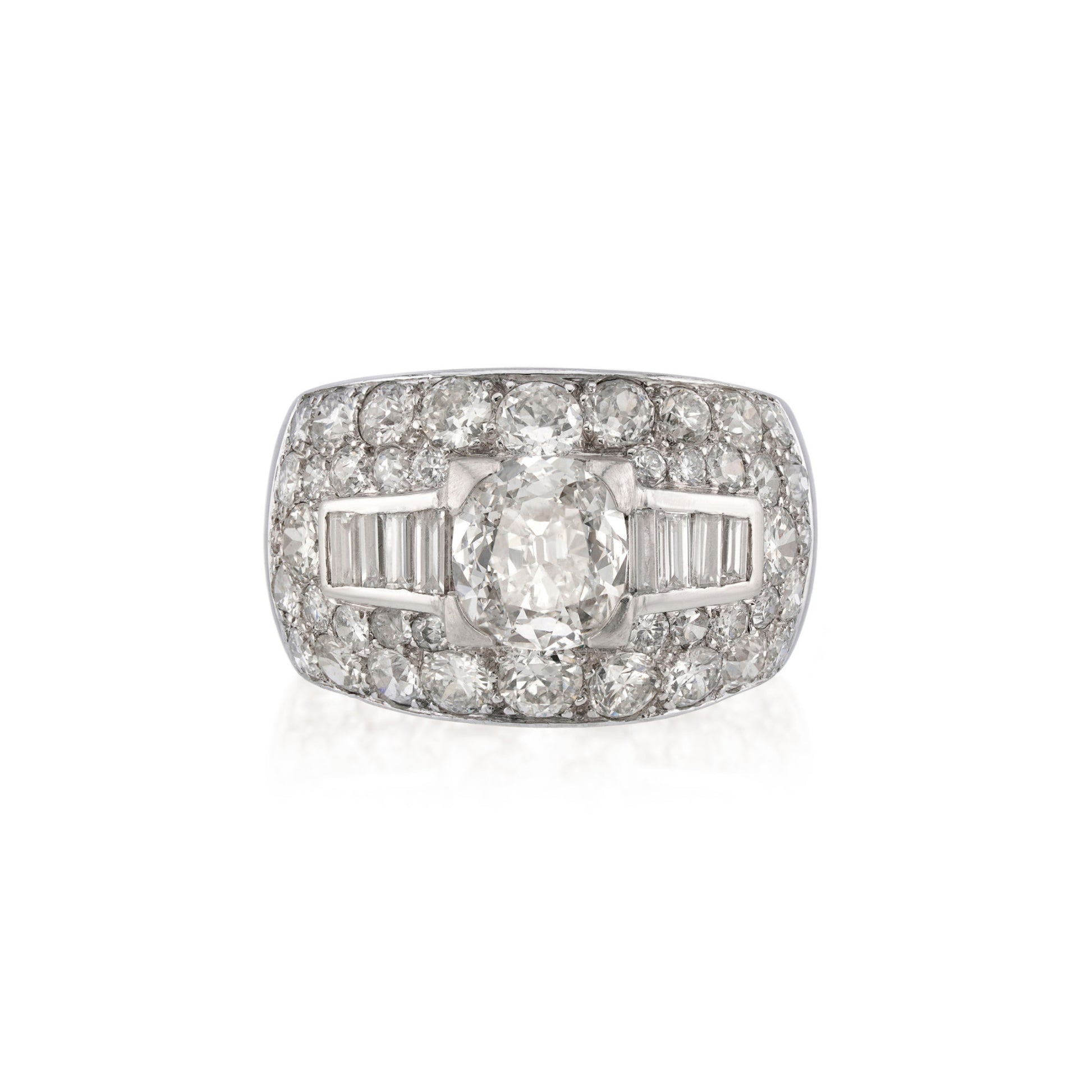 Bulgari 1950s Platinum Diamond Ring front