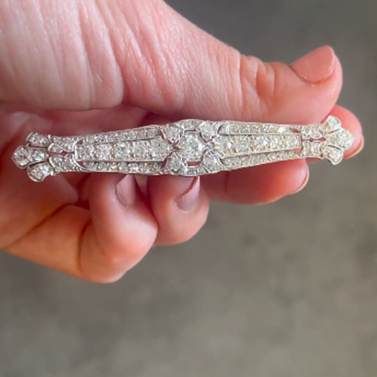 Art Deco Platinum Diamond Brooch front