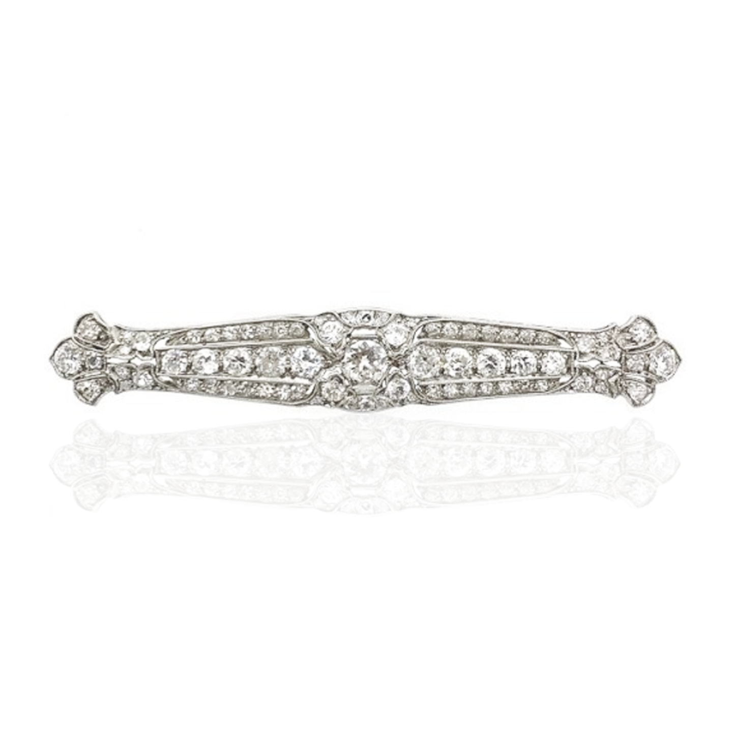 Art Deco Platinum Diamond Brooch front