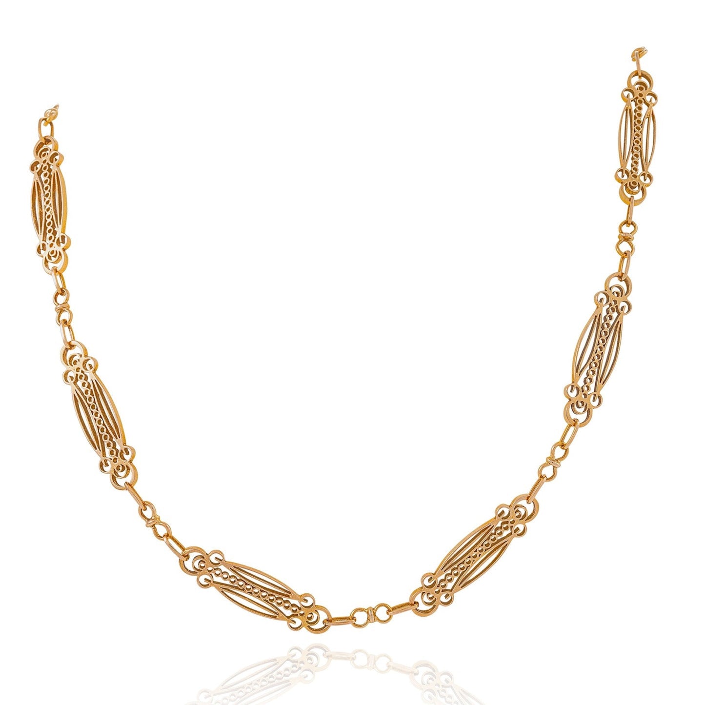 French Art Nouveau 18KT Yellow Gold Necklace front