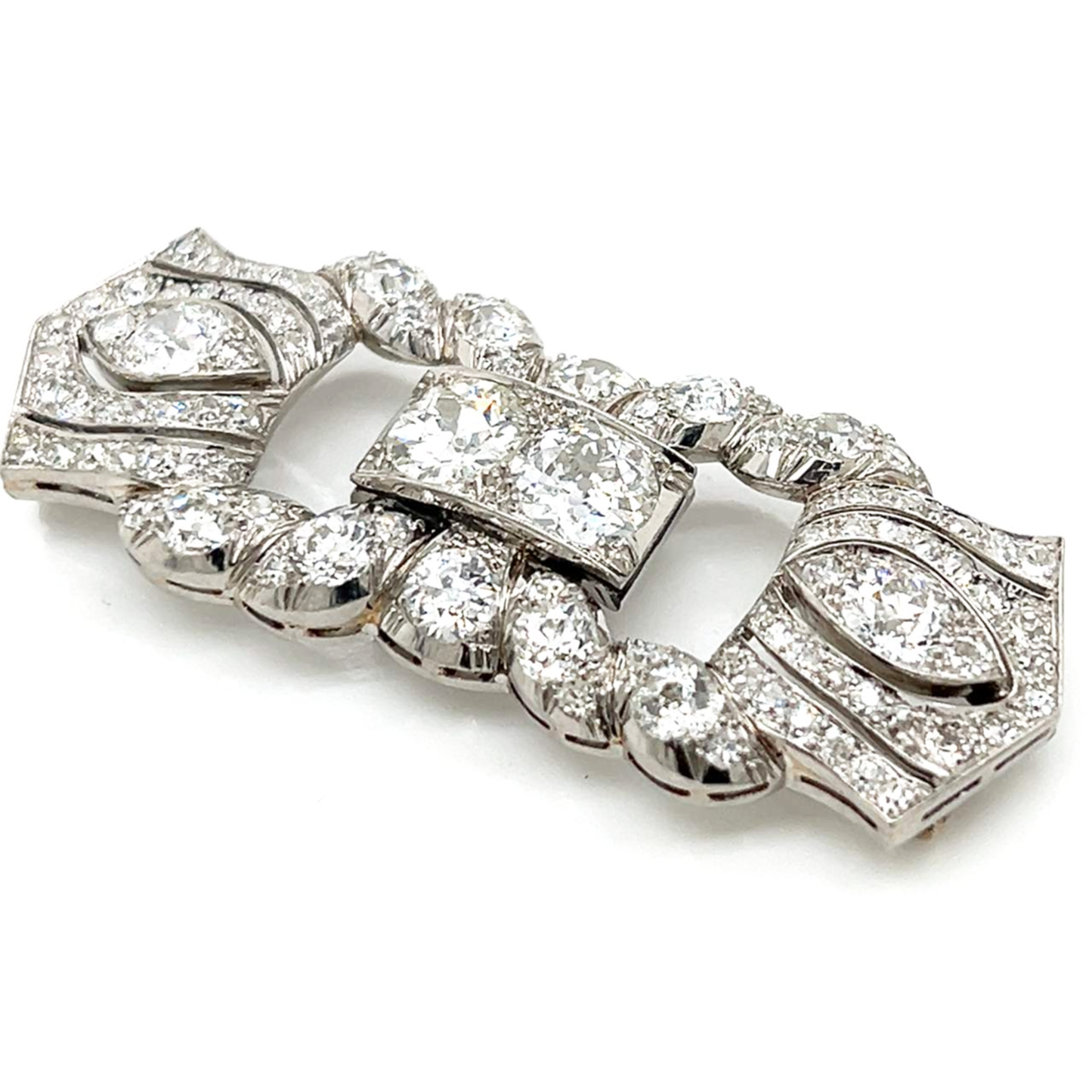 Art Deco Platinum Diamond Brooch front