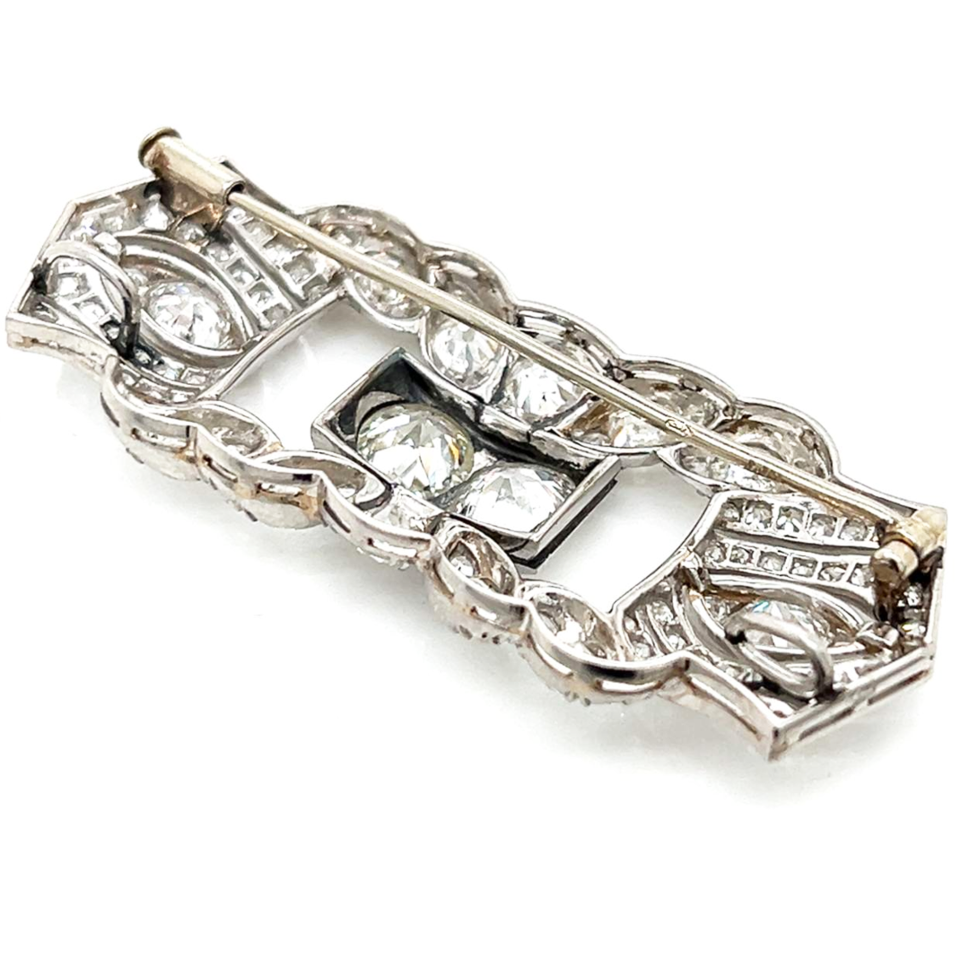 Art Deco Platinum Diamond Brooch back