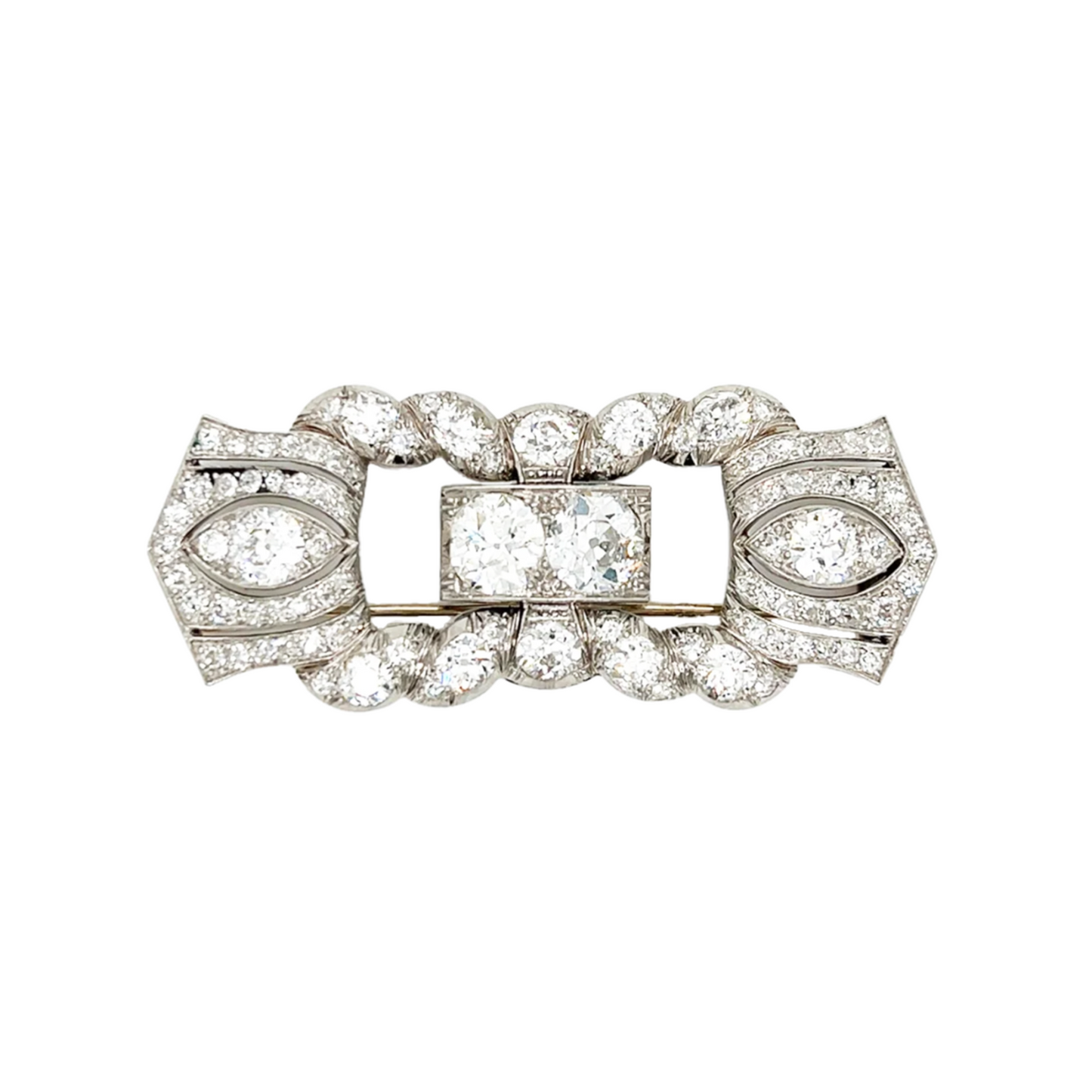 Art Deco Platinum Diamond Brooch front