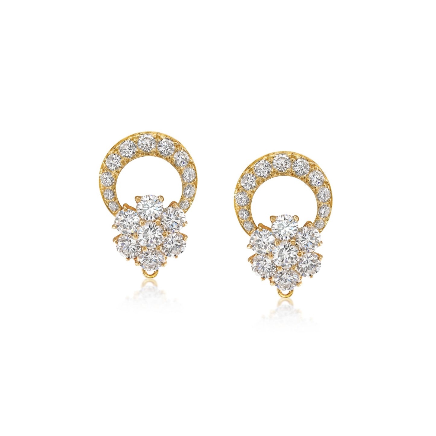 Van Cleef & Arpels 1980s 18KT Yellow Gold Diamond Earrings front