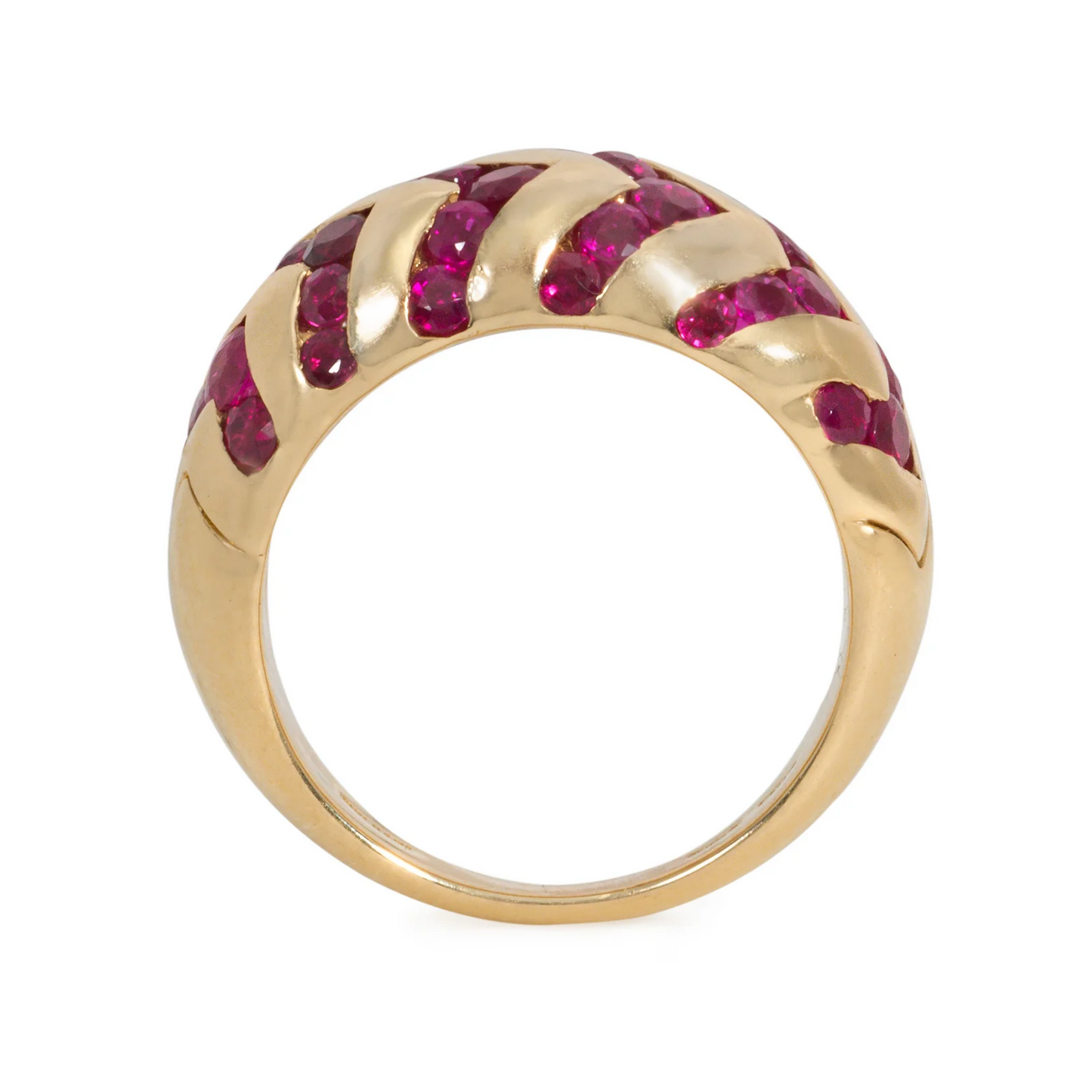 Bulgari Italy 1980s 18KT Yellow Gold Ruby Ring profile