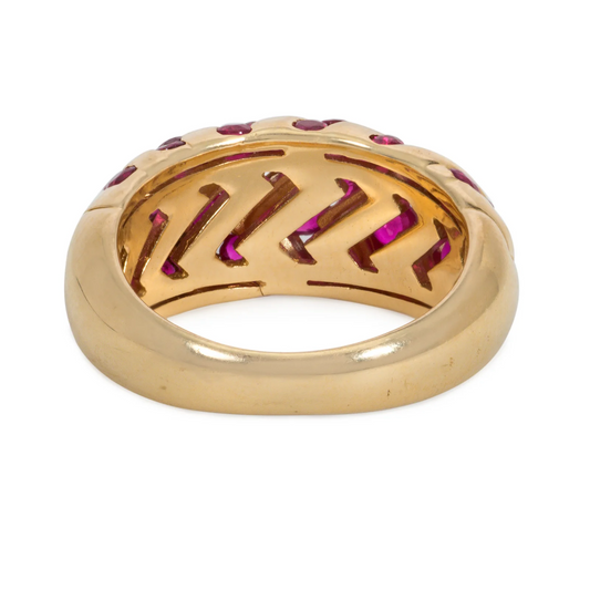 Bulgari Italy 1980s 18KT Yellow Gold Ruby Ring back