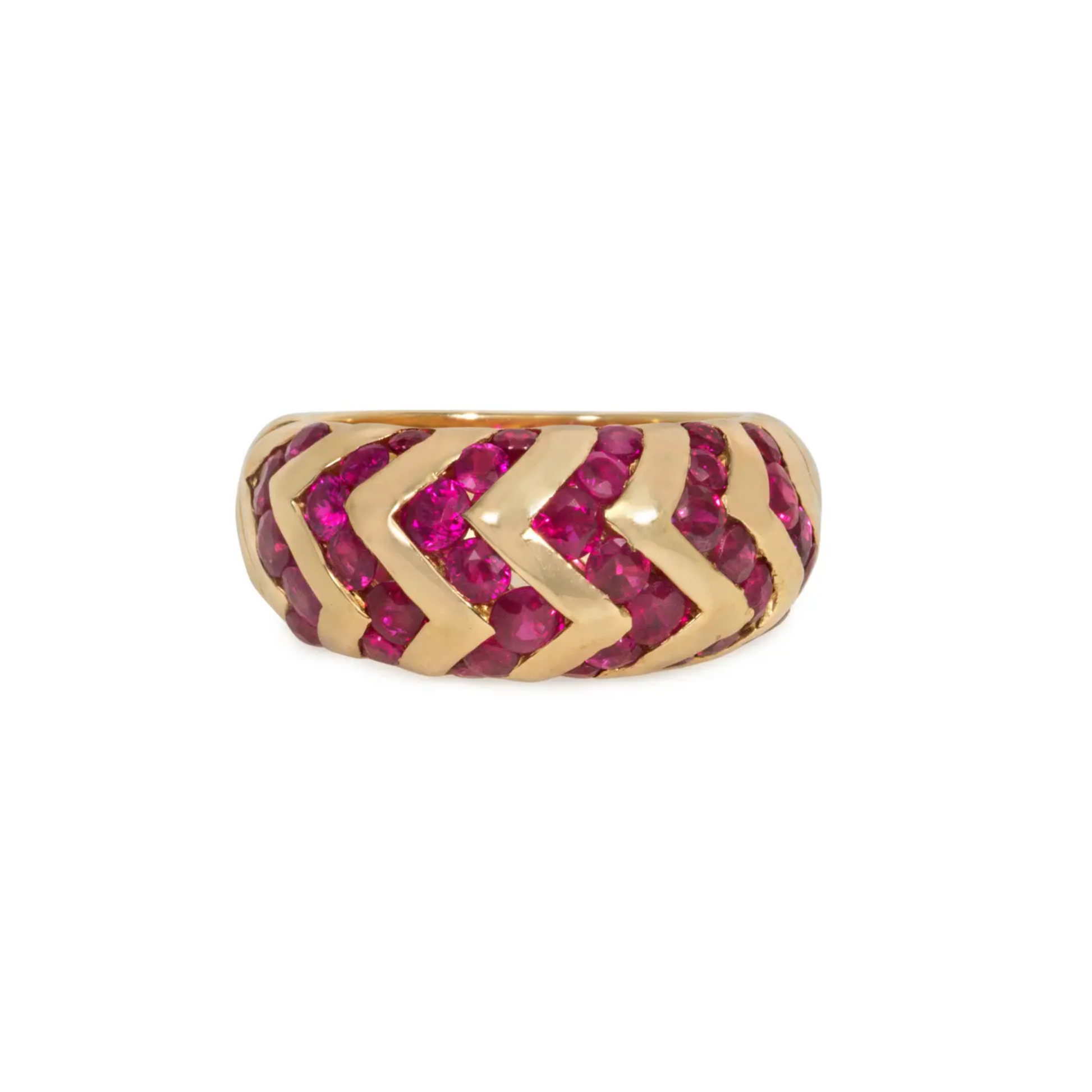 Bulgari Italy 1980s 18KT Yellow Gold Ruby Ring front