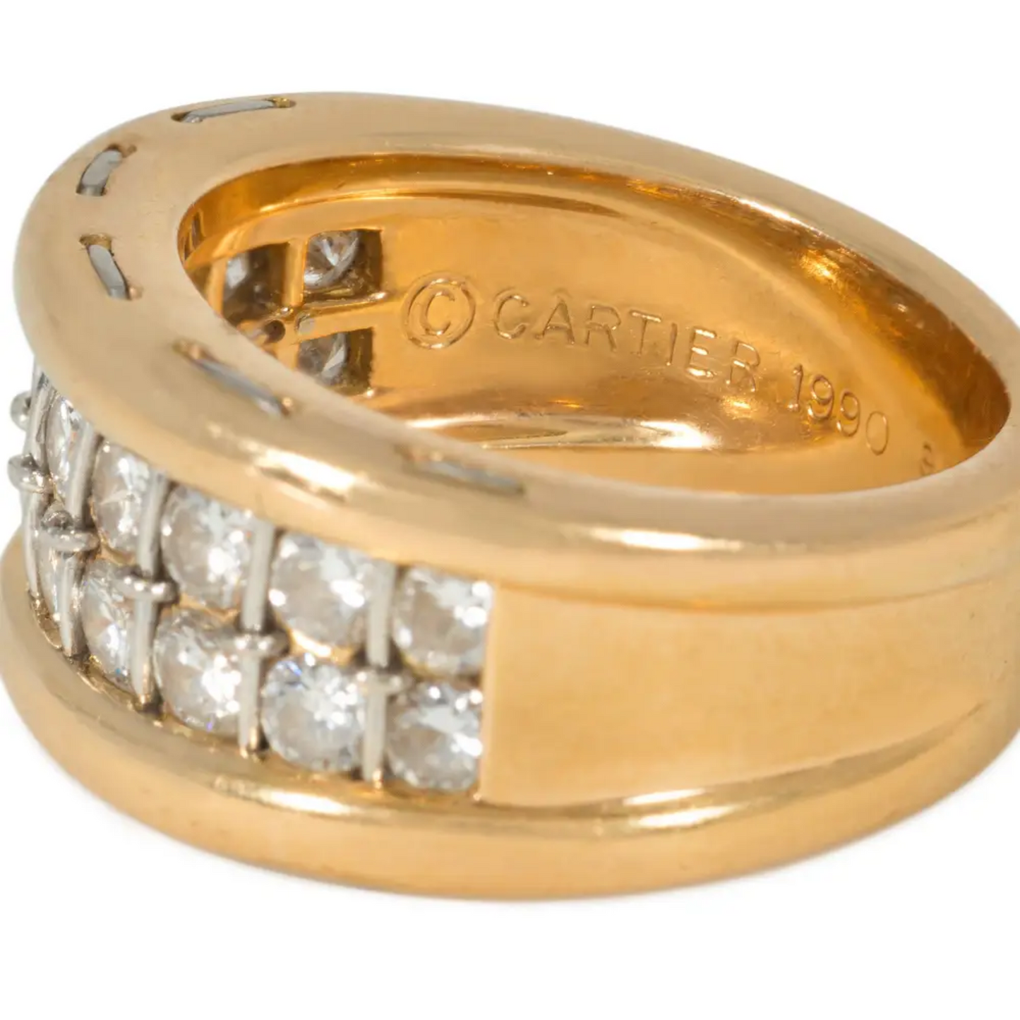 Cartier Paris Post-1980s Platinum & 18KT Yellow Gold Diamond Ring signature