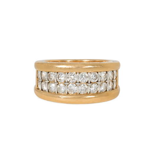 Cartier Paris Post-1980s Platinum & 18KT Yellow Gold Diamond Ring front