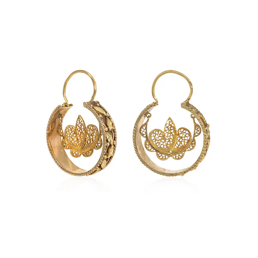 Portuguese Art Nouveau 18KT Yellow Gold Earrings side